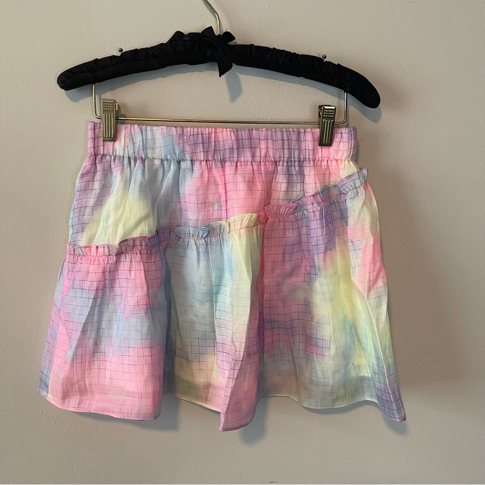 Rainbow Grid Chiffon Mini Skirt size XS The Shirt by Rochelle Behrens - Picture 7 of 7